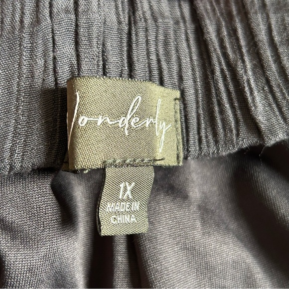 Wonderly gray wide leg Gauze pull on pants w pockets plus size 1X - Picture 8 of 9